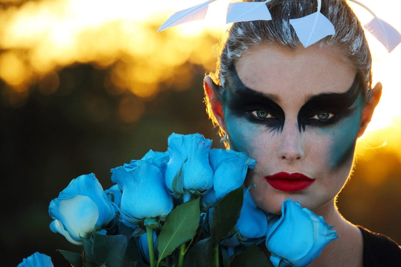 Blue flowers art Fashion portrait by Adrian Marshall 3cre8ive